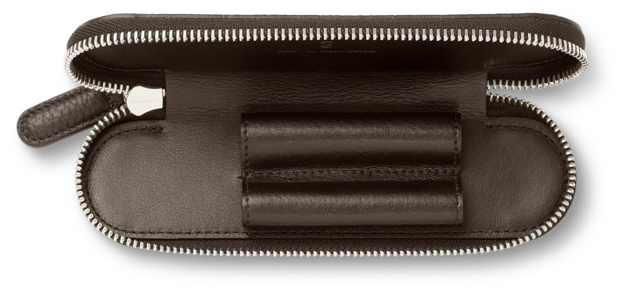 Graf-von-Faber-Castell - Standard case for 2 pens with zipper Cashmere, brown