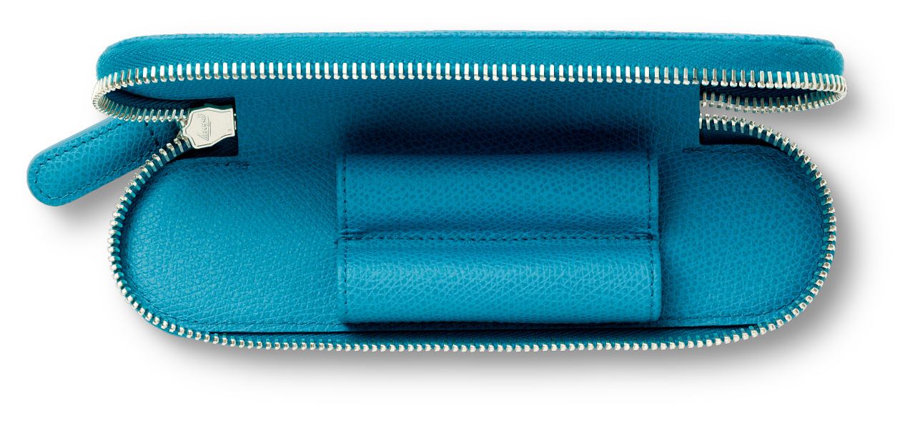 Graf-von-Faber-Castell - Standard case for 2 pens with zipper Epsom, Gulf Blue